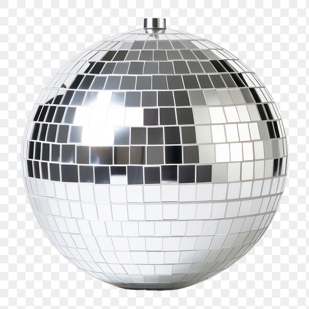 PNG Shiny silver disco ball sphere shiny white background. AI generated Image by rawpixel.