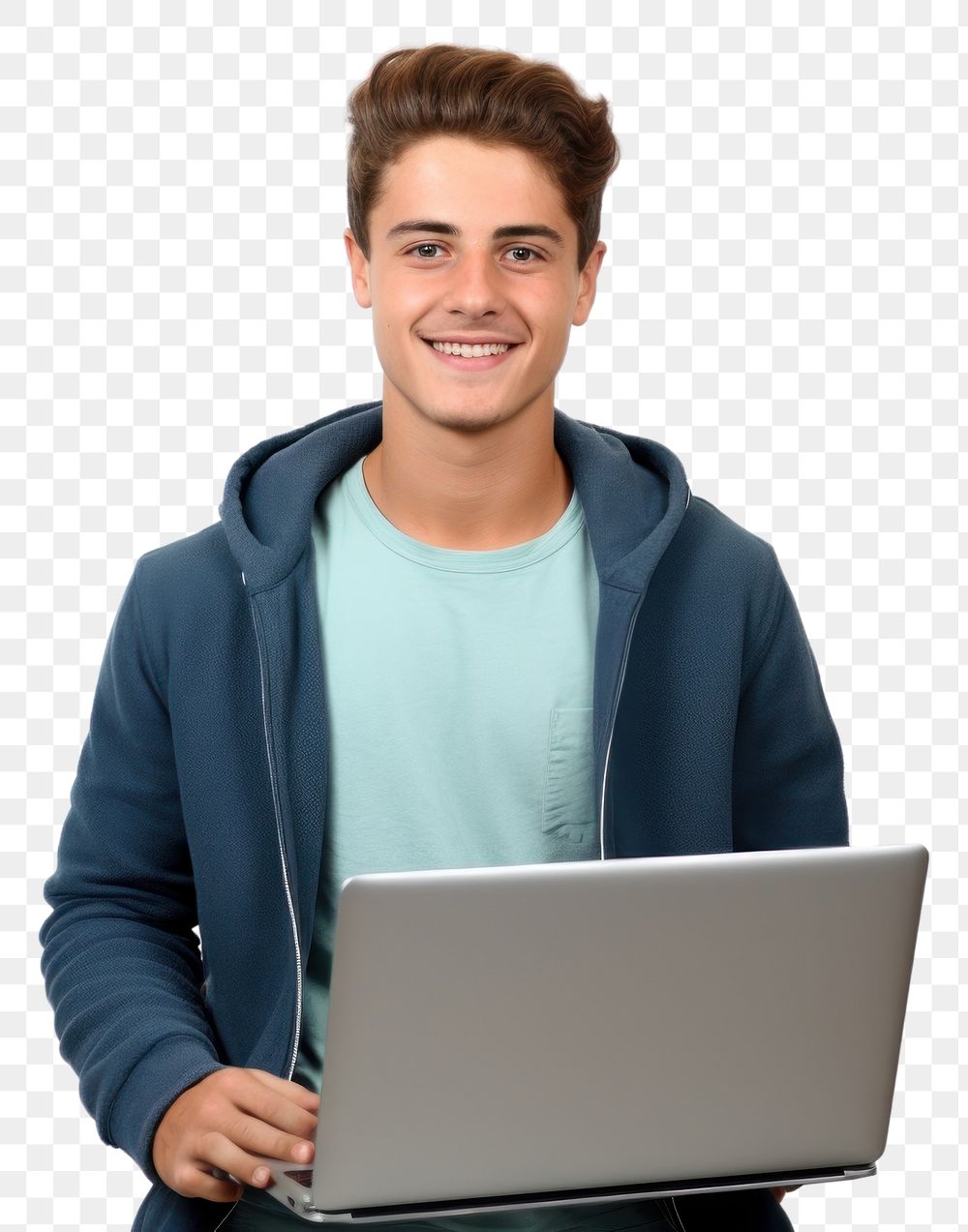 PNG  Student using a laptop portrait computer sitting. AI generated Image by rawpixel.