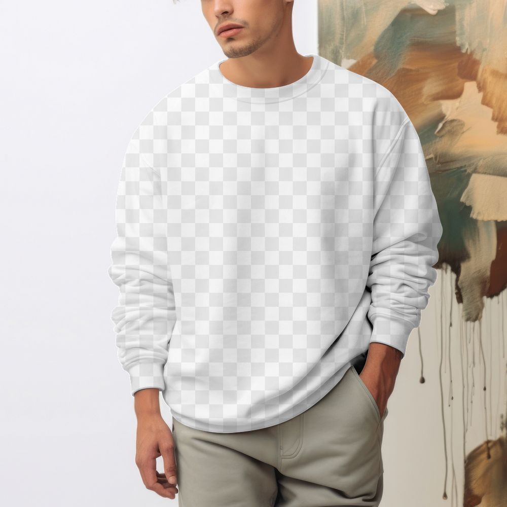 Men's sweater png mockup, transparent apparel