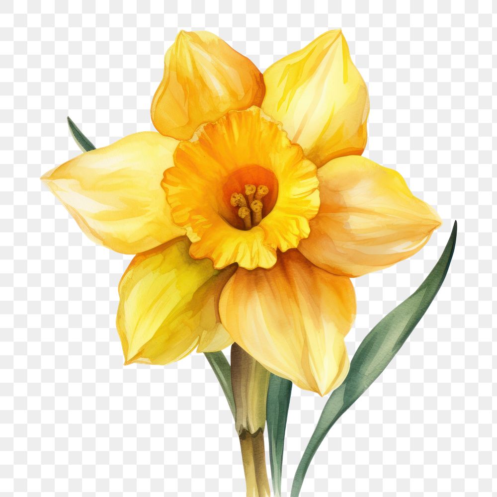 PNG Watercolor flower daffodil plant | Free PNG - rawpixel