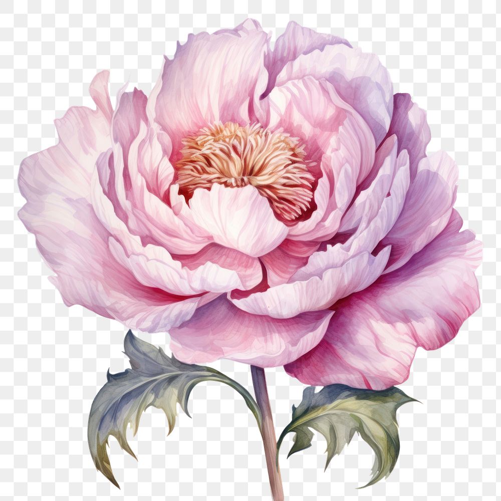 PNG Watercolor flower blossom plant peony. 