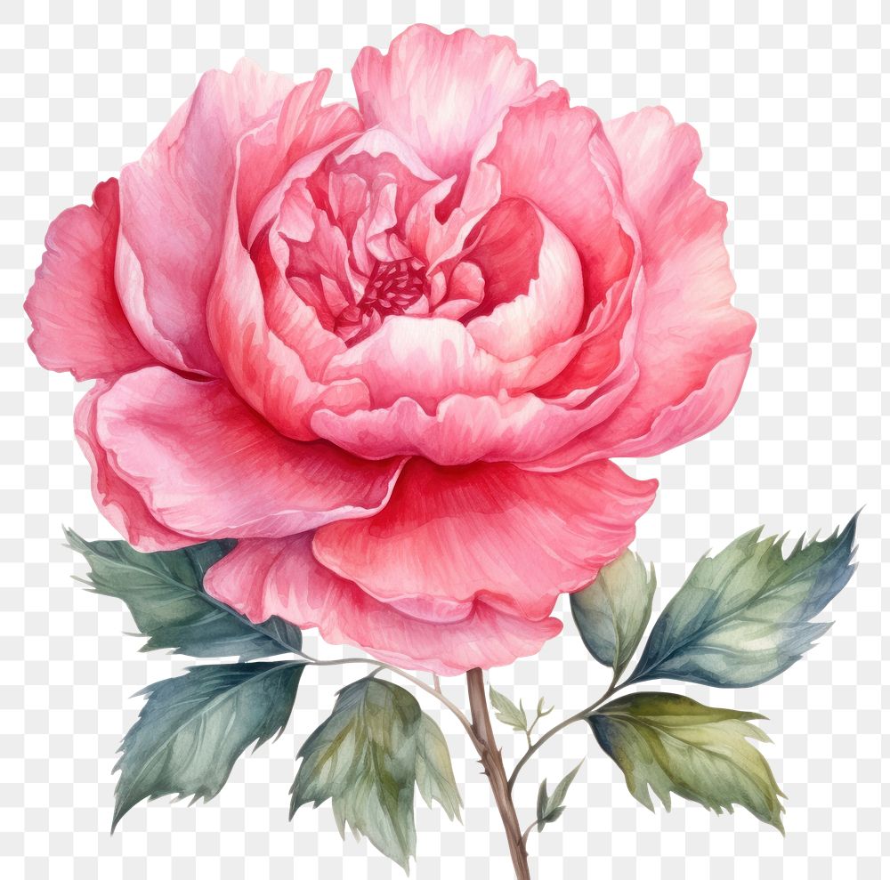PNG Watercolor flower plant peony rose. AI generated Image by rawpixel.