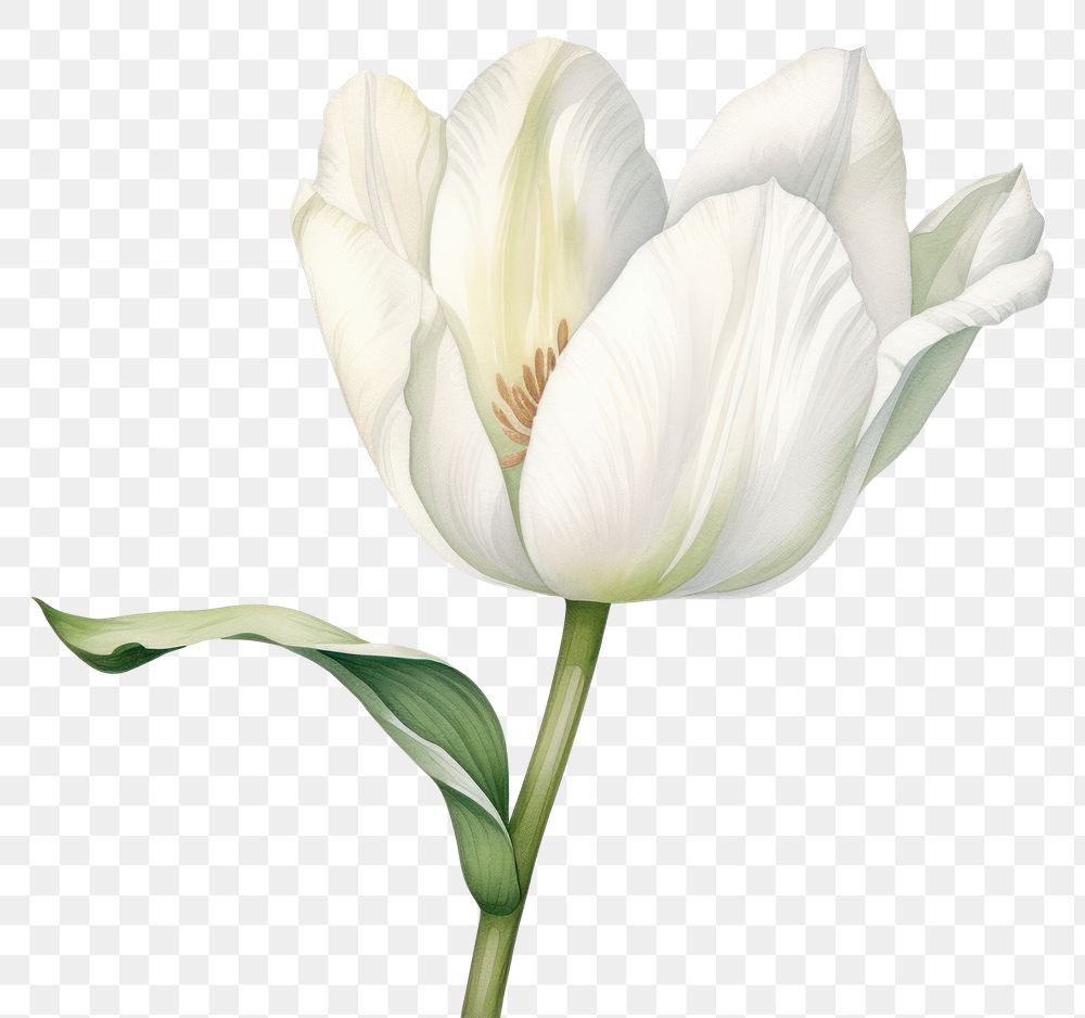 PNG Watercolor tulip blossom flower. 