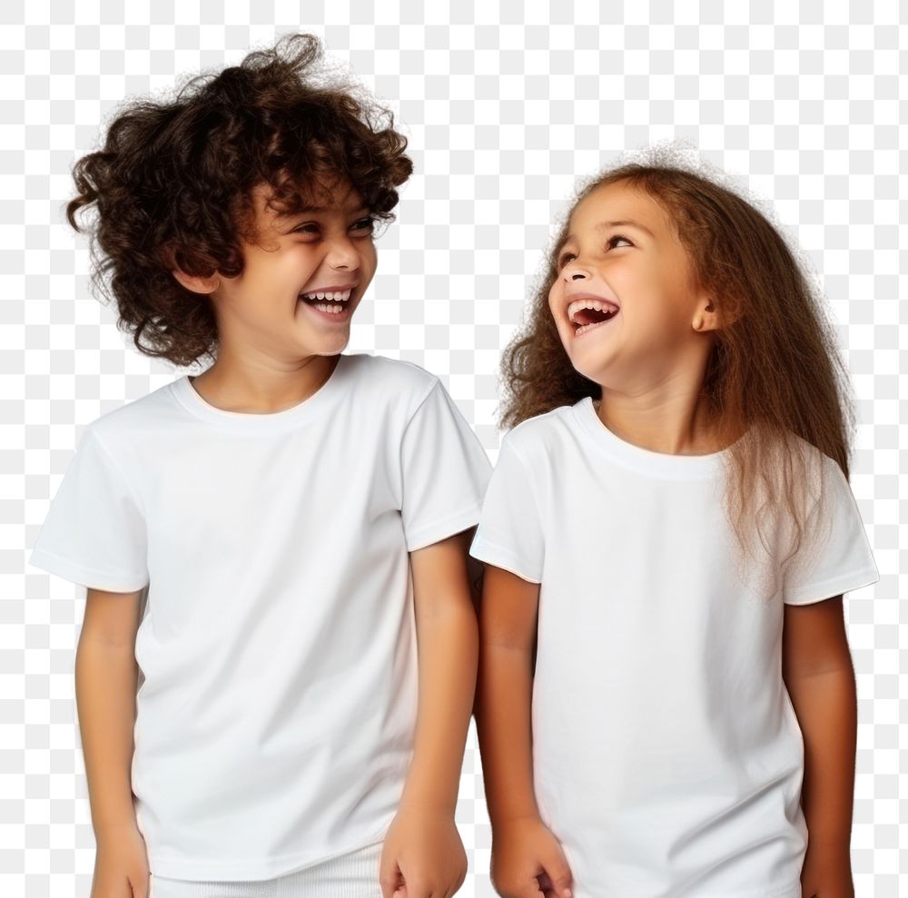 PNG Laughing t-shirt child white. AI generated Image by rawpixel.