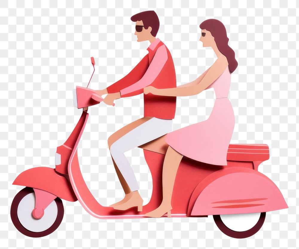 PNG Young couple having fun riding scooter motorcycle vehicle vespa. AI generated Image by rawpixel.