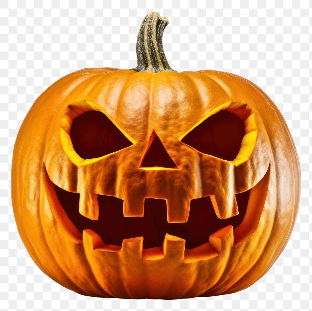 PNG Halloween pumpkin vegetable spooky face. AI generated Image by rawpixel.