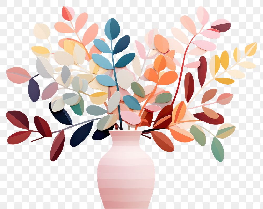 PNG Vase painting plant leaf. AI generated Image by rawpixel.