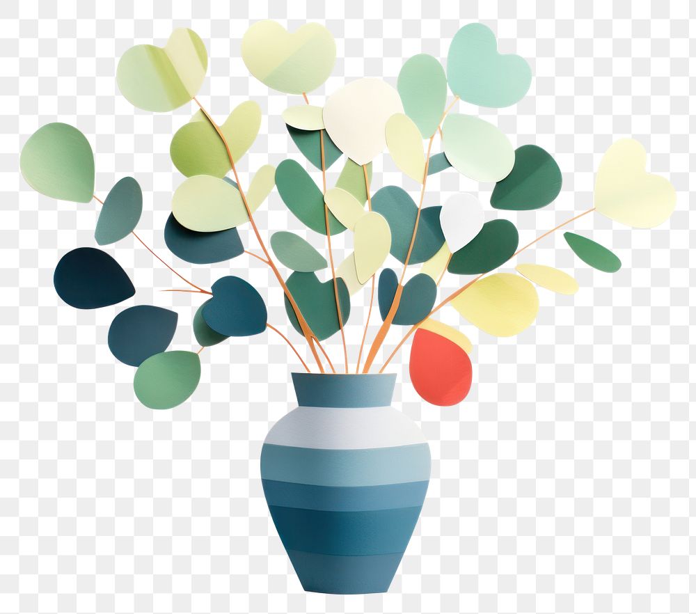 PNG Vase painting plant leaf. 