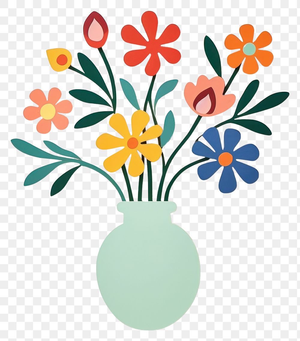 PNG Flower vase painting craft. 