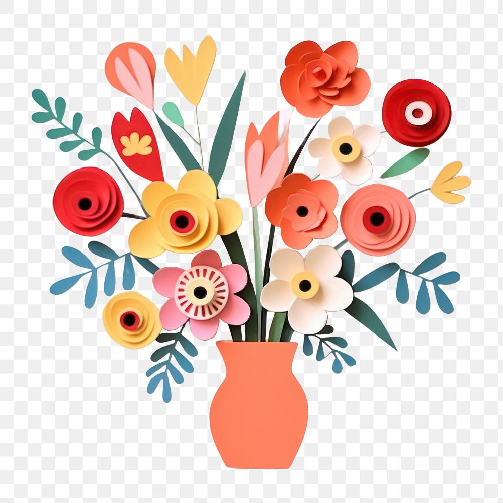 PNG Nordic style vase flower craft paper. AI generated Image by rawpixel.