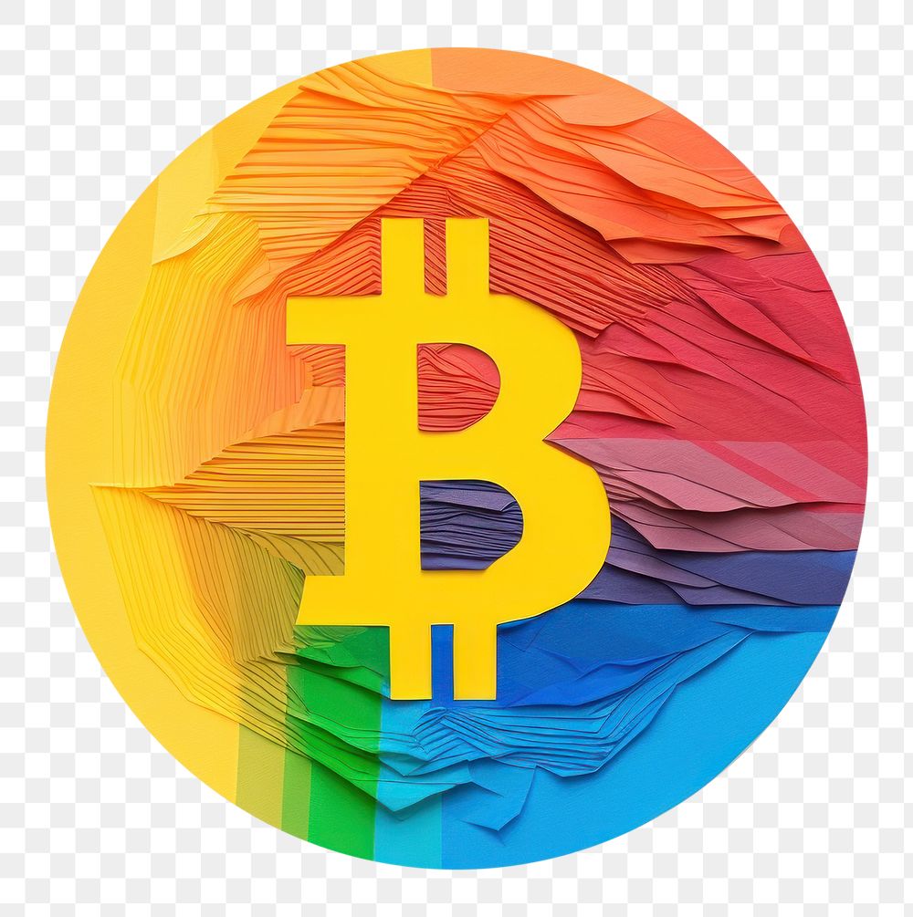 PNG Bitcoin coin rainbow circle yellow. AI generated Image by rawpixel.