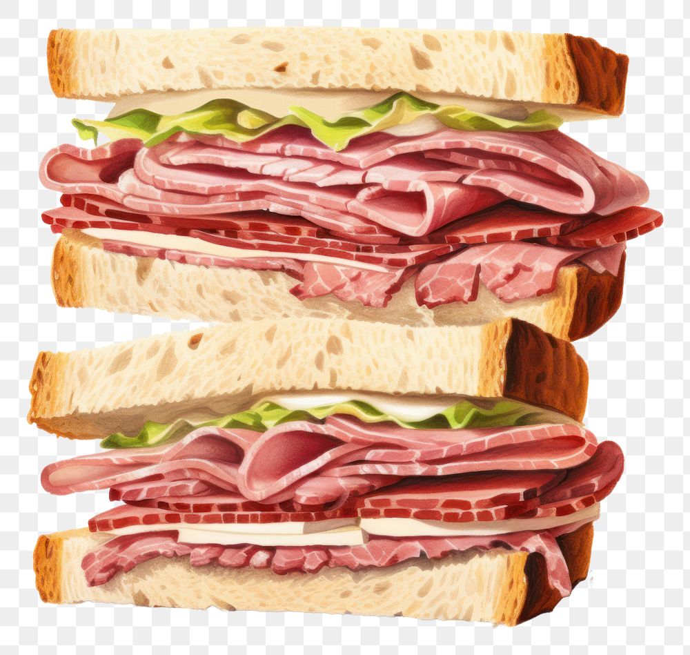 PNG Sandwich meat bread food. AI generated Image by rawpixel.