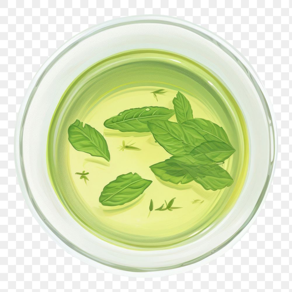 PNG Green tea drink herbs leaf. 