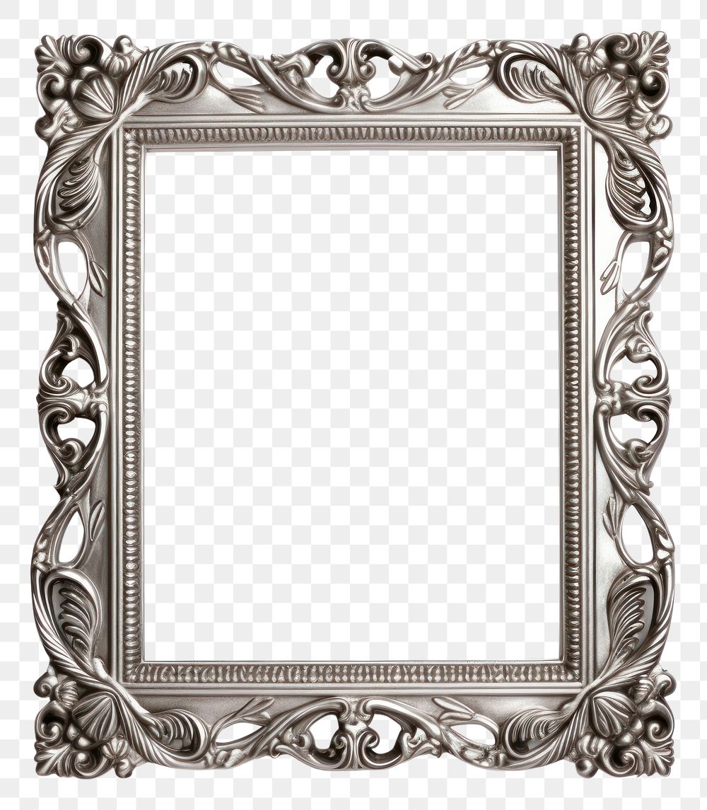 PNG Frame silver architecture decoration. 