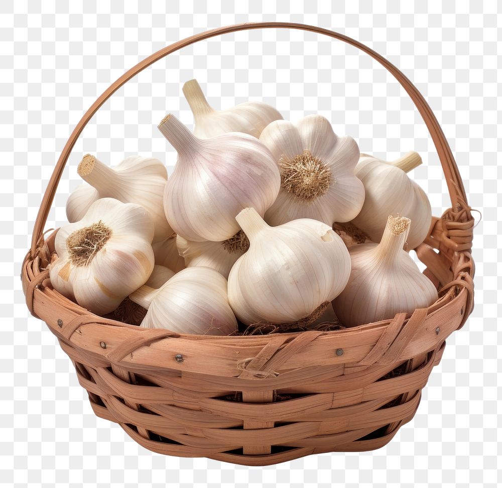 PNG Garlic basket vegetable plant. AI generated Image by rawpixel.