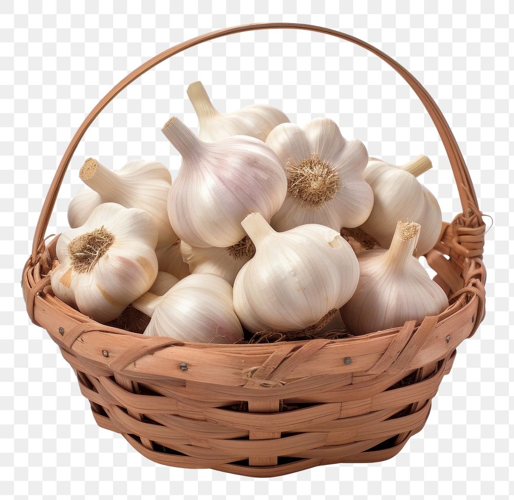 PNG Garlic basket vegetable plant. 