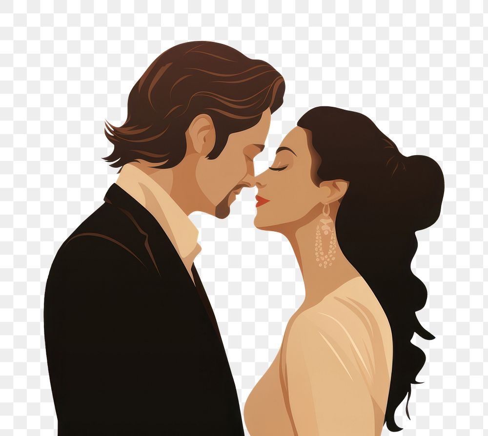 PNG Portrait kissing adult affectionate. 