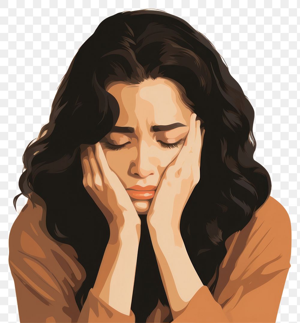PNG Woman feeling very sad portrait adult disappointment. AI generated Image by rawpixel.