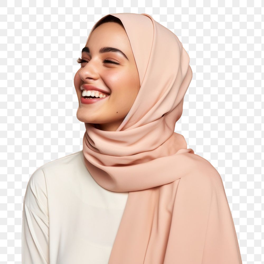 PNG Portrait fashion smiling scarf. AI generated Image by rawpixel.