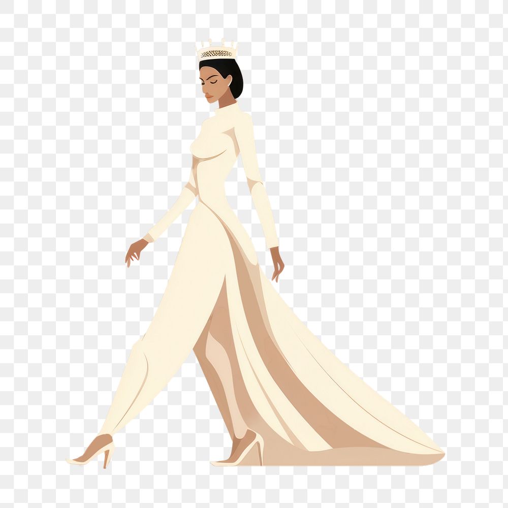 PNG Queen walking fashion wedding sketch. AI generated Image by rawpixel.