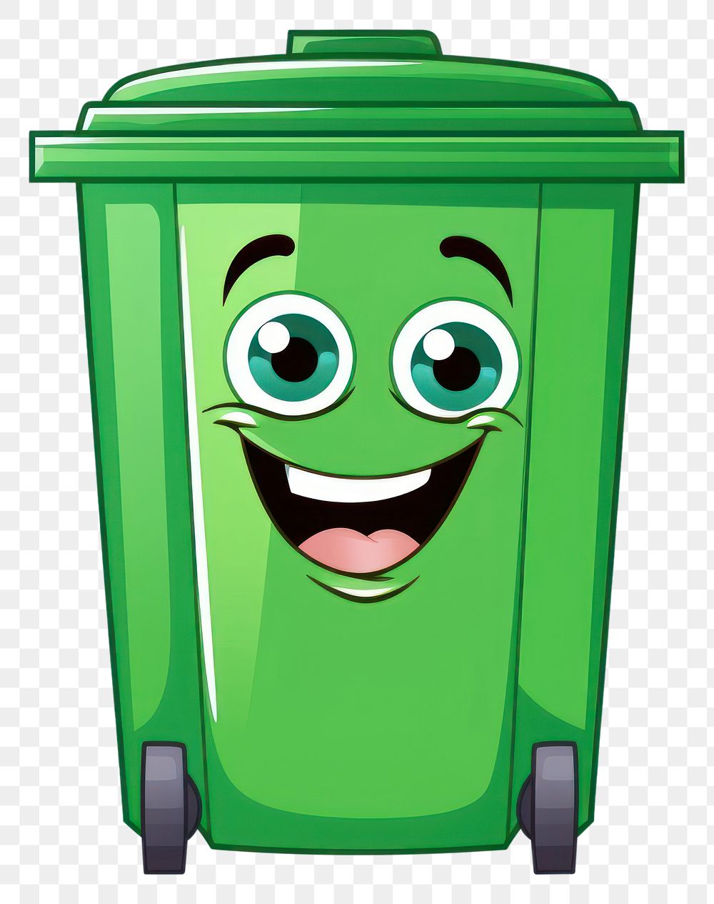 PNG Green recycle bin cartoon white background recycling portrait. AI generated Image by rawpixel.