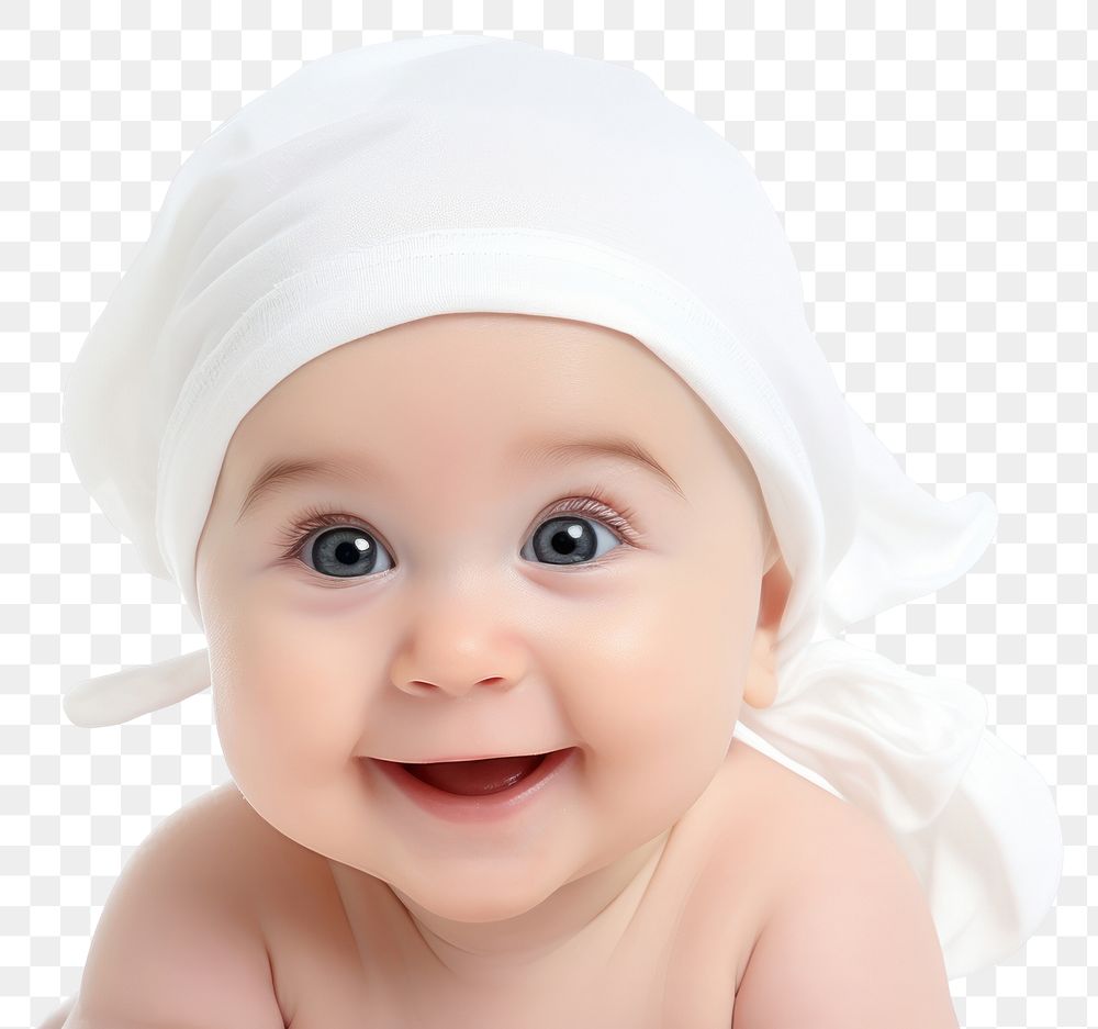 PNG Child baby portrait smiling white. AI generated Image by rawpixel.