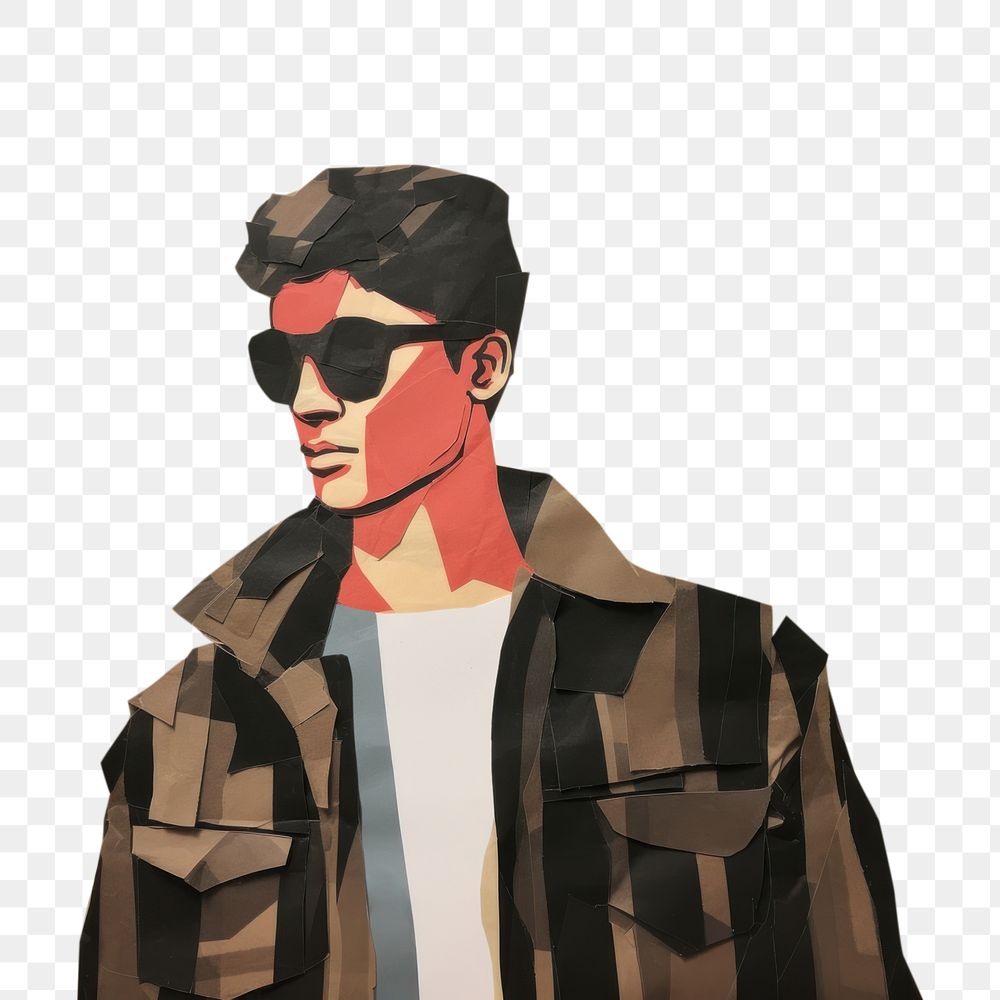 PNG Portrait jacket adult sunglasses. AI generated Image by rawpixel.