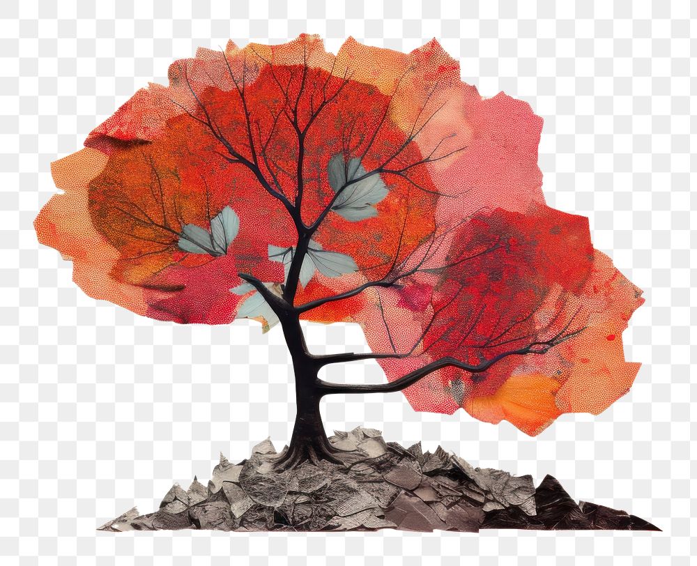 PNG Autumn tree art painting plant. AI generated Image by rawpixel.
