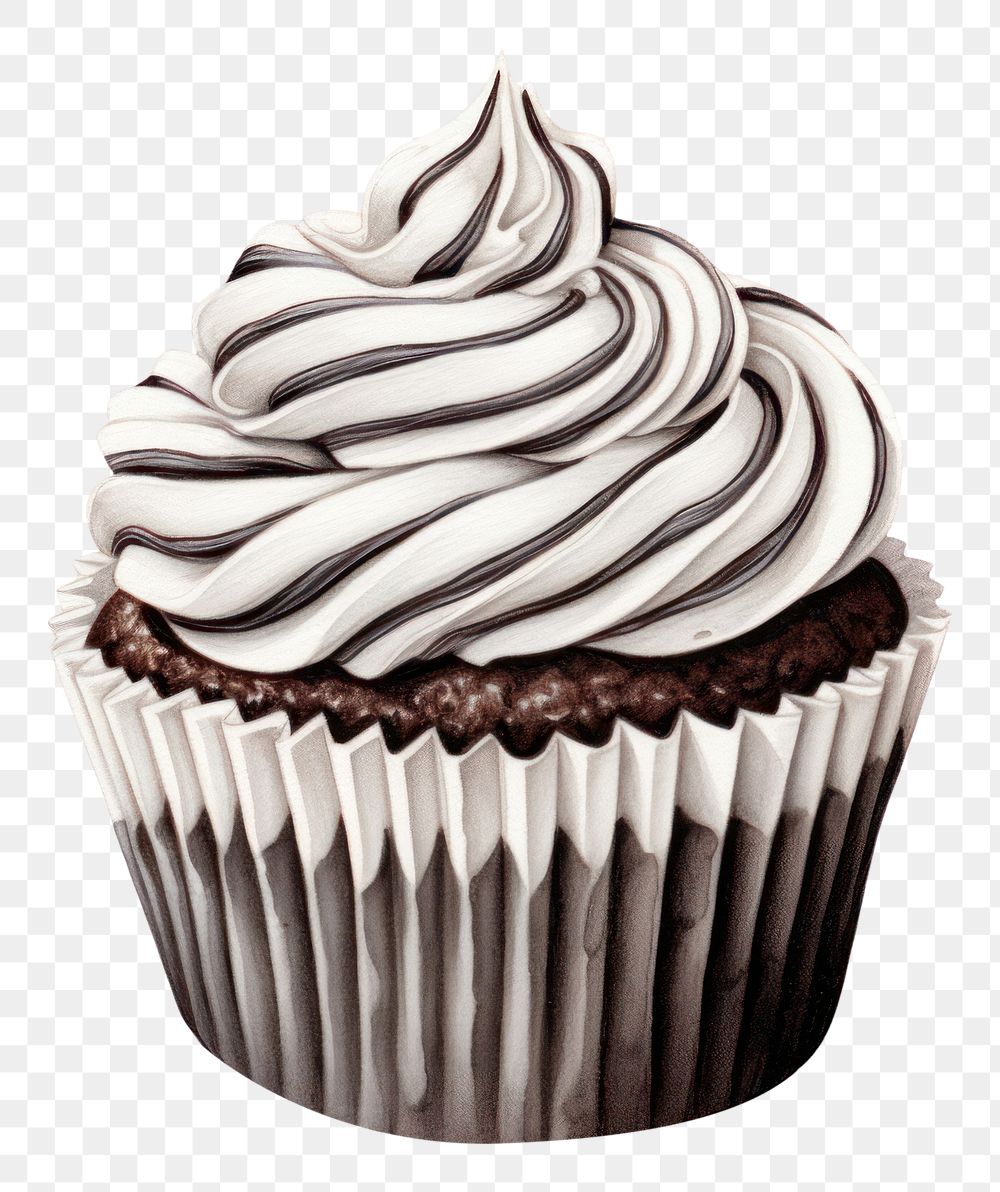 PNG Minimal black white mini cupcake dessert icing cream. 