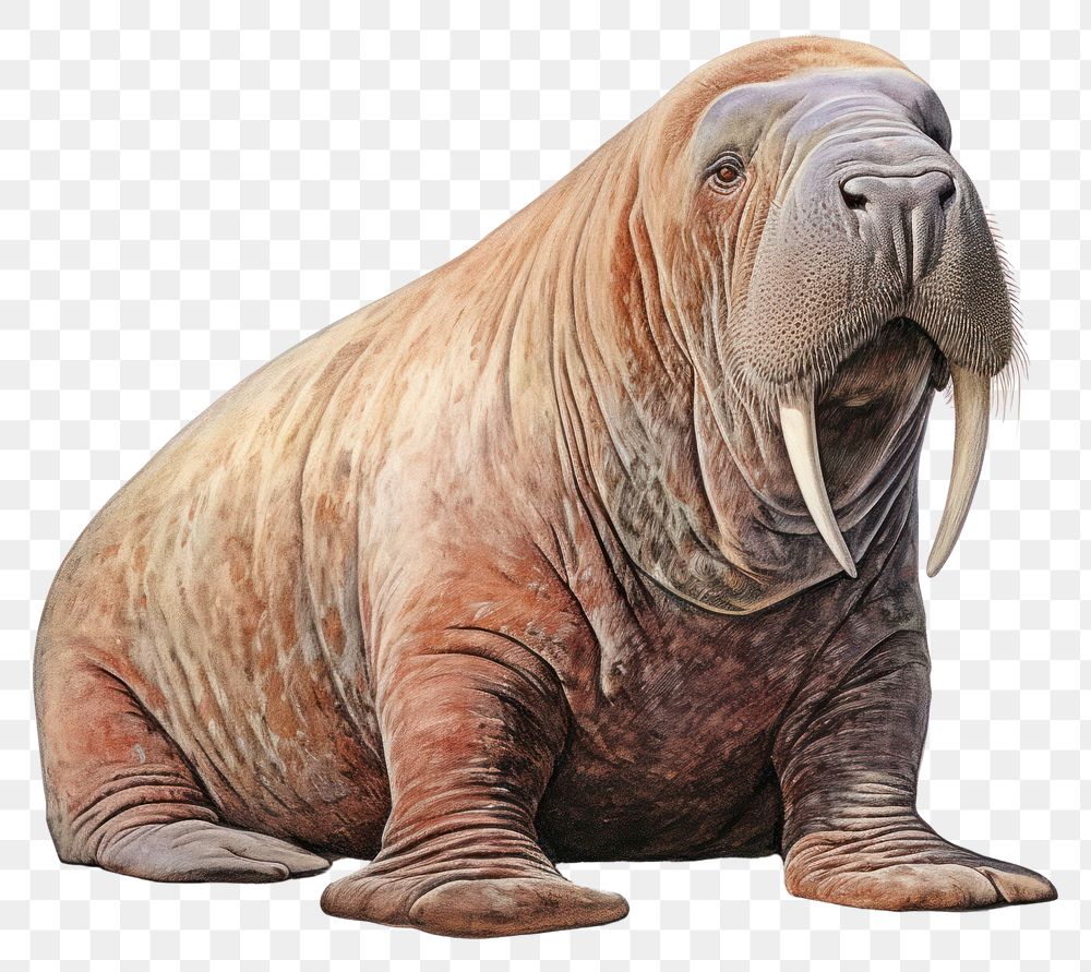 PNG Walrus wildlife drawing animal. AI generated Image by rawpixel.
