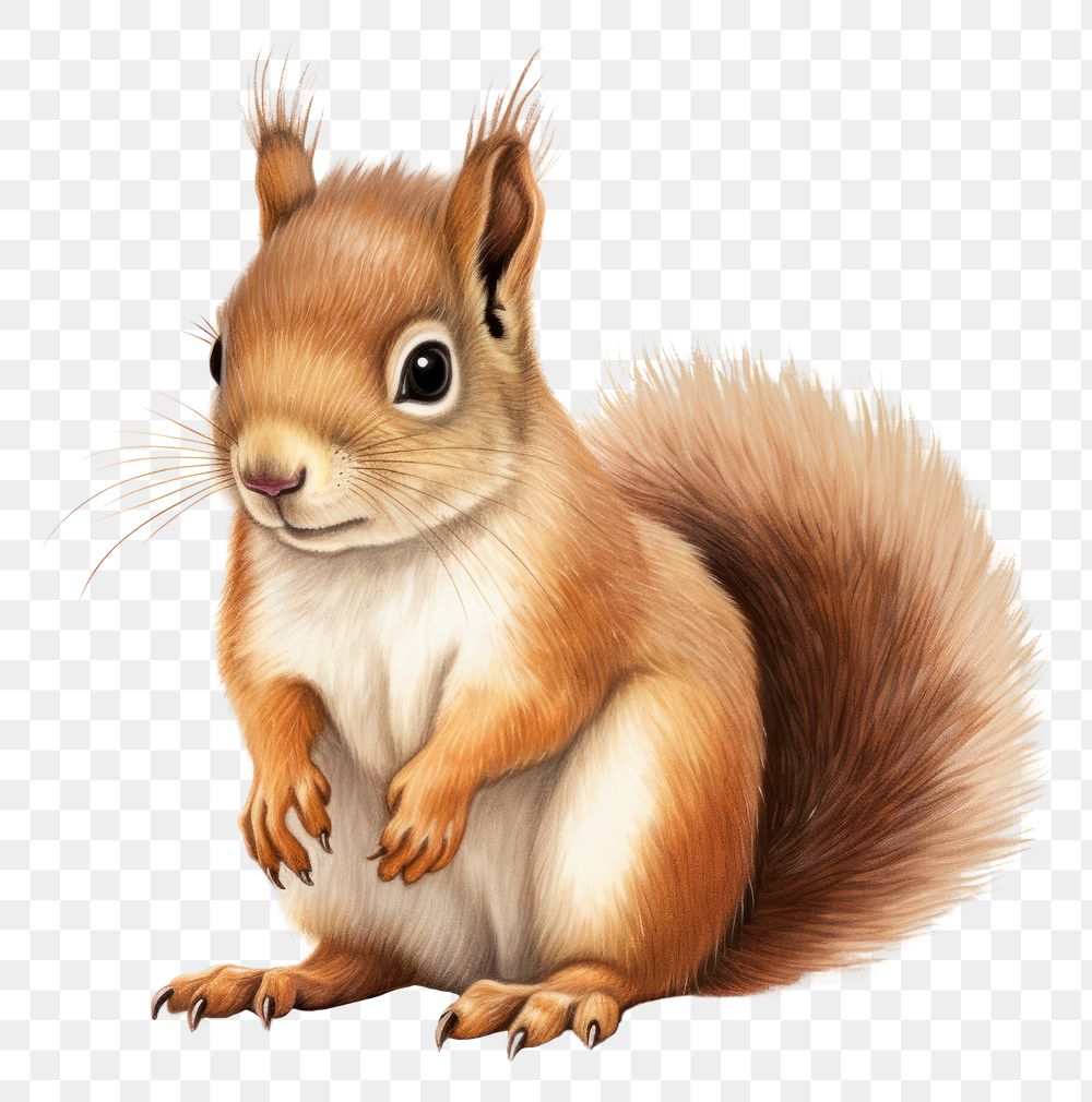 PNG Baby squirrel drawing rodent mammal. AI generated Image by rawpixel.