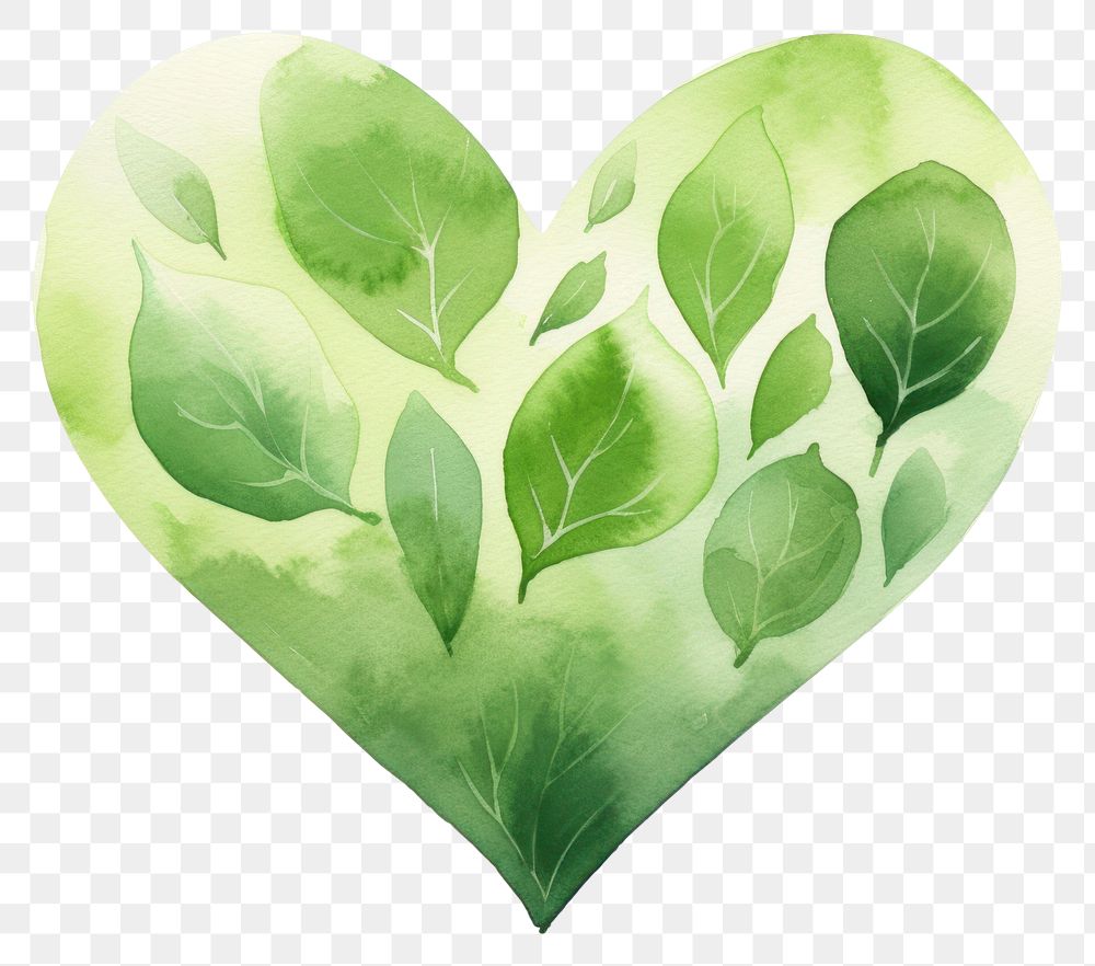 PNG  Heart green plant leaf. AI generated Image by rawpixel.