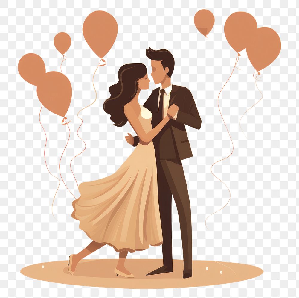 PNG Wedding anniversary dancing balloon dress. AI generated Image by rawpixel.