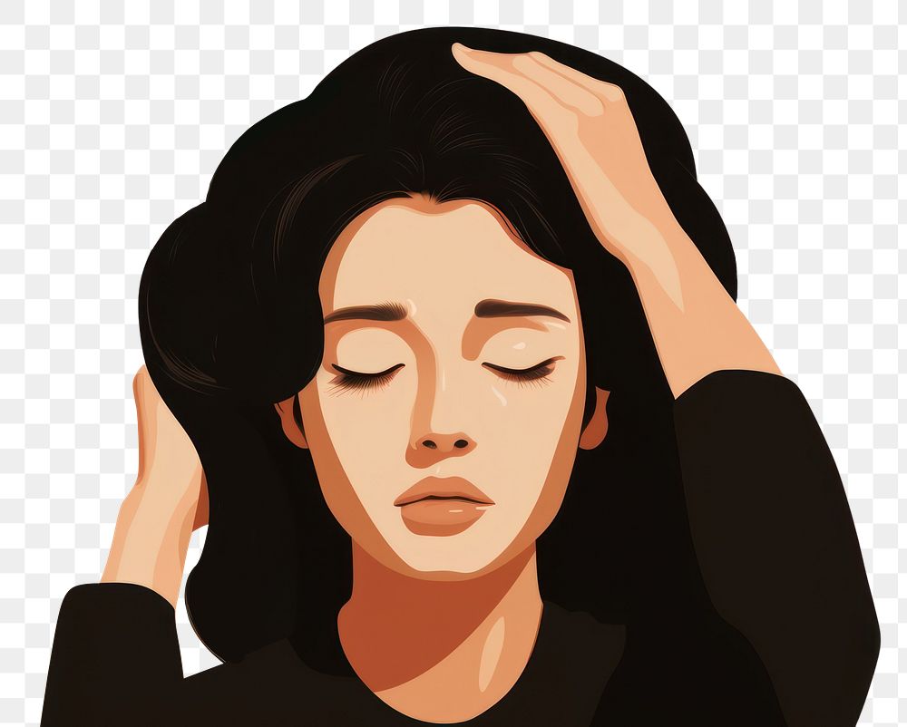 PNG Headache asian woman portrait adult disappointment. AI generated Image by rawpixel.