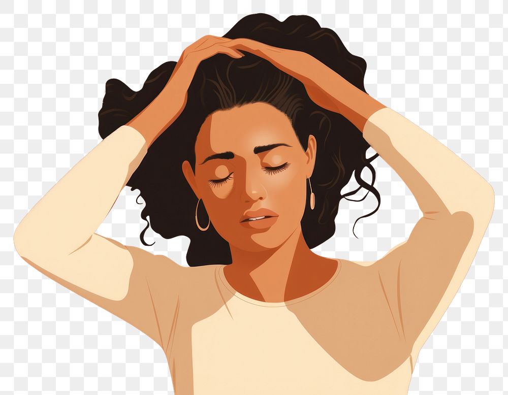 PNG Woman having headache portrait adult disappointment. AI generated Image by rawpixel.