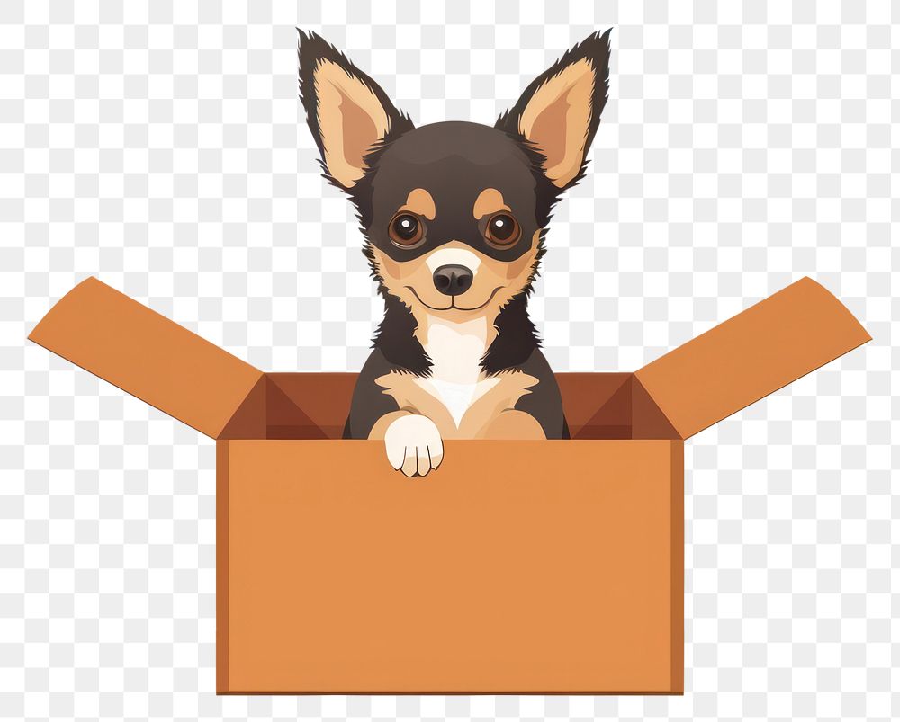 PNG Dog box cardboard animal. 