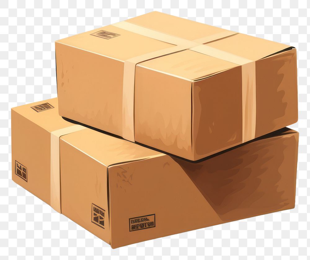 PNG Two parcel shipping box cardboard carton delivering. AI generated Image by rawpixel.