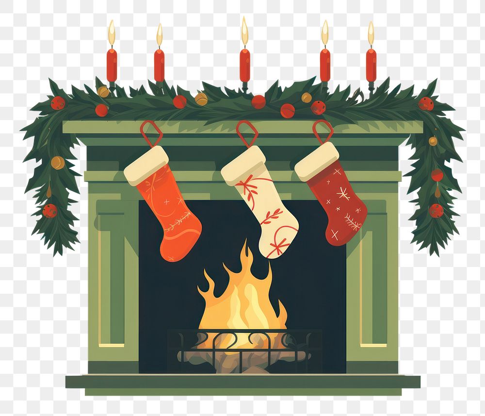 PNG Christmas socks fireplace illuminated celebration. AI generated Image by rawpixel.