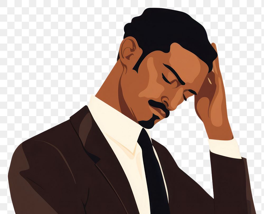 PNG Man having headache portrait adult frustration. AI generated Image by rawpixel.