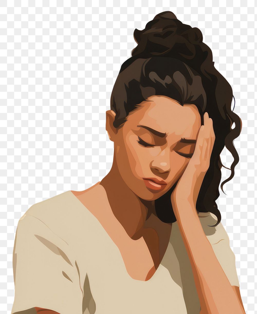 PNG Woman having headache portrait adult art. AI generated Image by rawpixel.