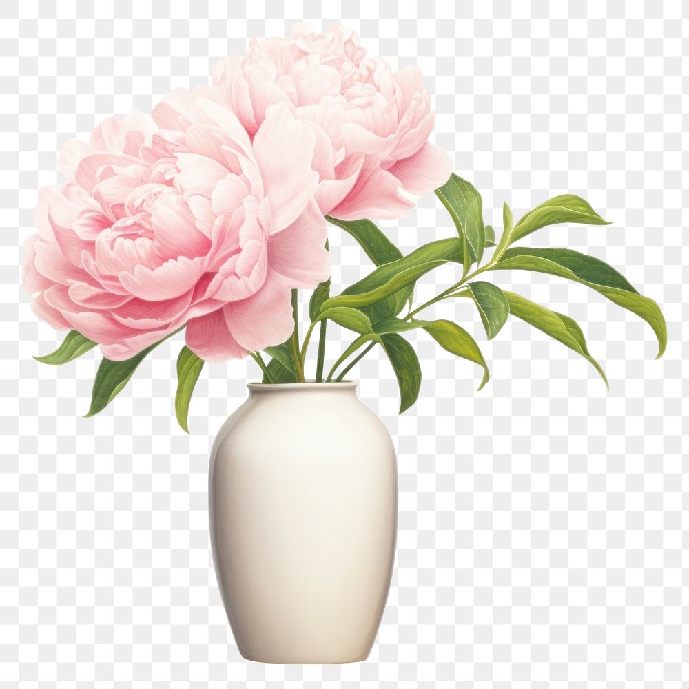 PNG Pink peony vase flower plant inflorescence. 