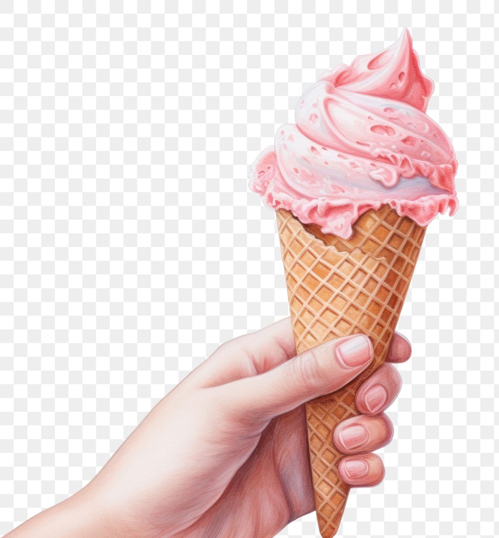 PNG Hand holding ice cream dessert food white background. AI generated Image by rawpixel.