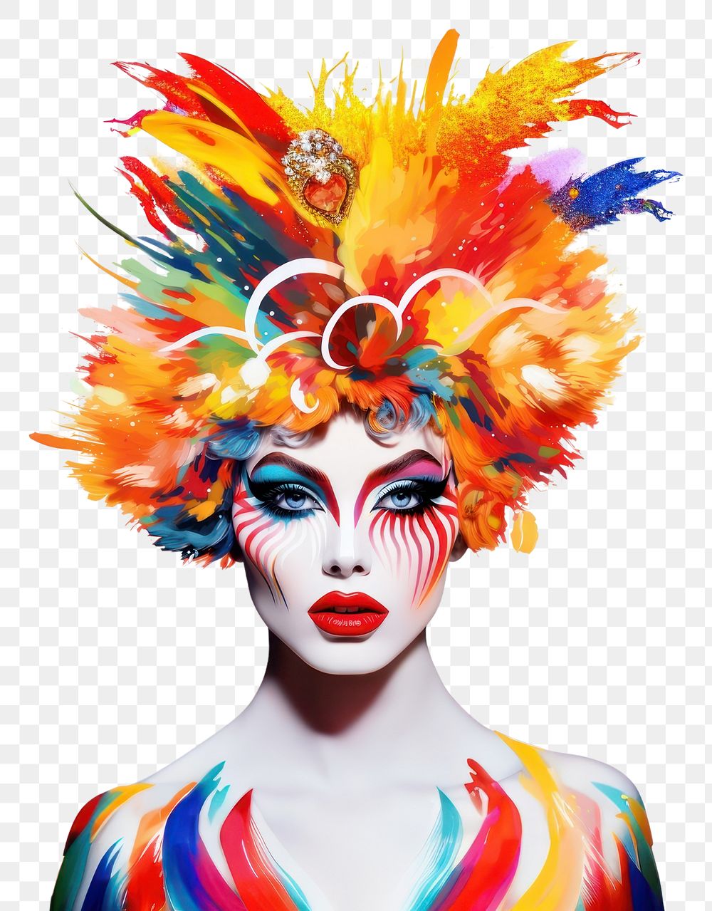 PNG Carnival portrait adult clown. AI generated Image by rawpixel.