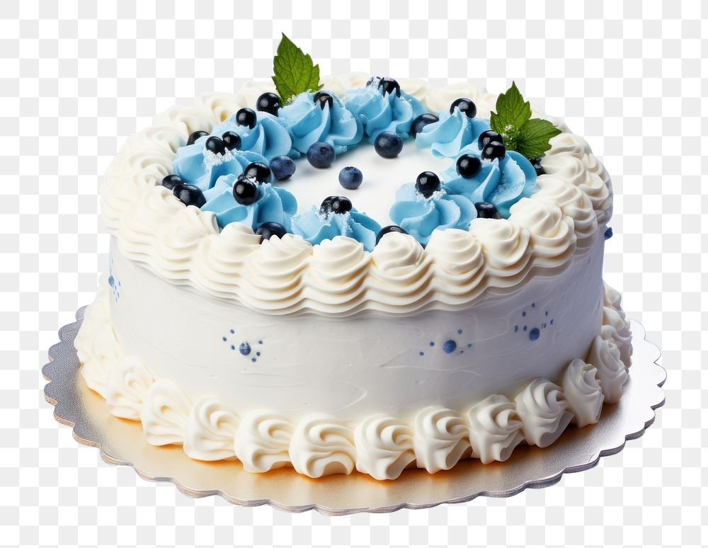 PNG Birthday cake cream blueberry dessert. AI generated Image by rawpixel.
