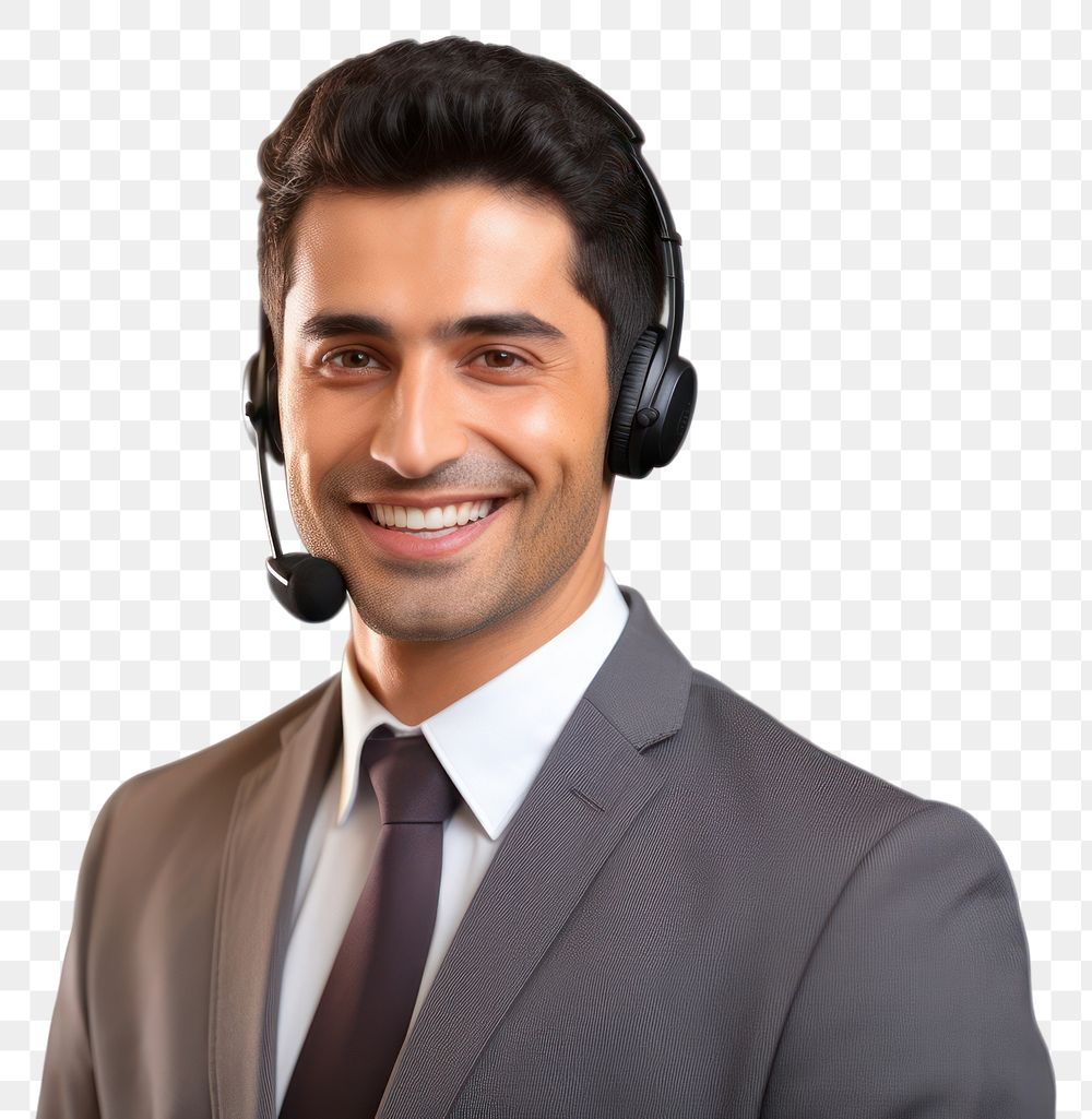 PNG Call center headphones portrait headset. 