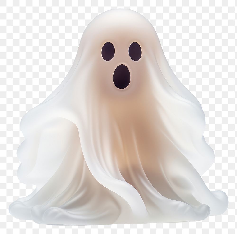PNG  Spookie ghost white white background representation. AI generated Image by rawpixel.