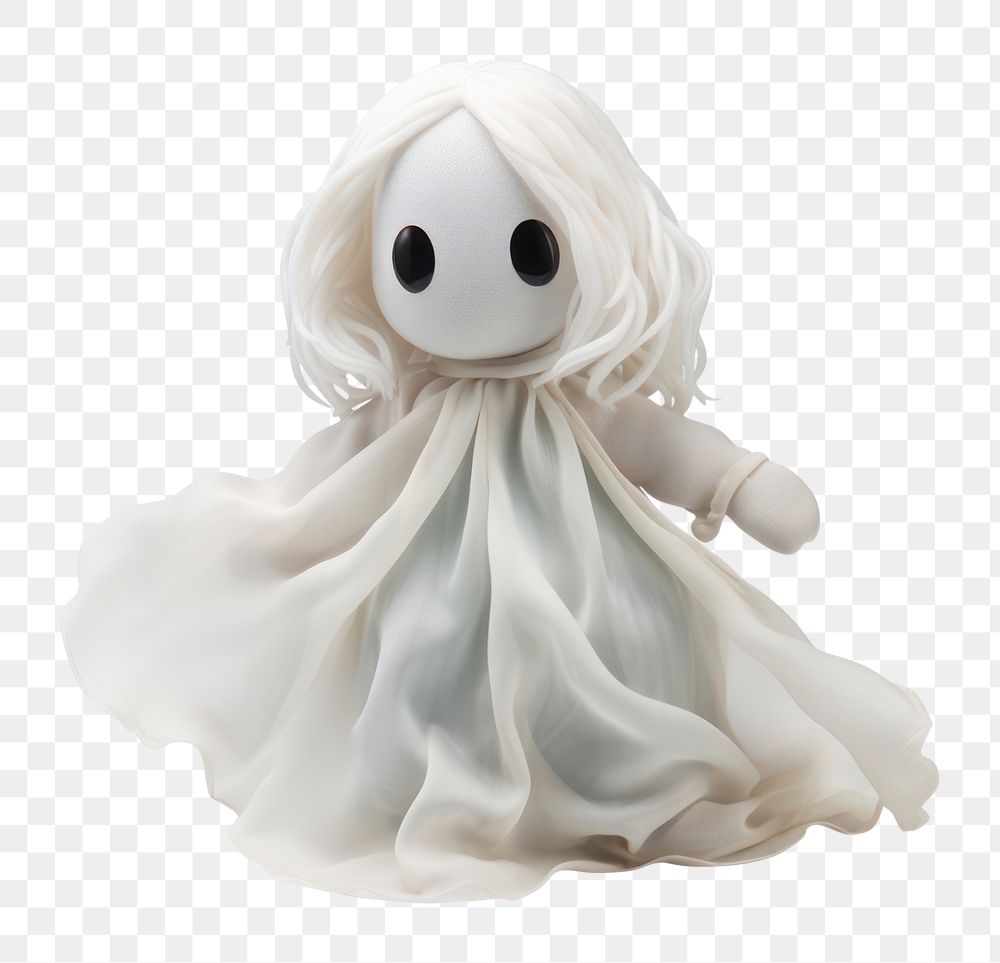 PNG Spooky ghost doll figurine white cute. 