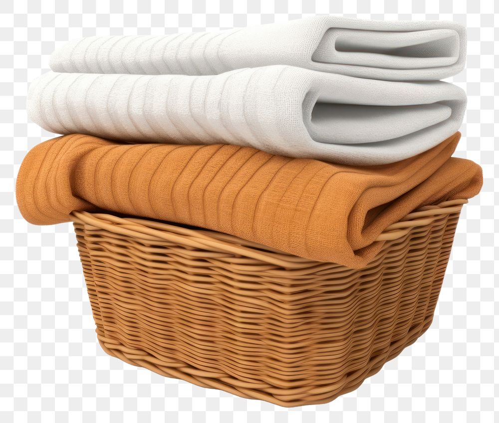 PNG Wicker laundry basket towel wicker folded. AI generated Image by rawpixel.
