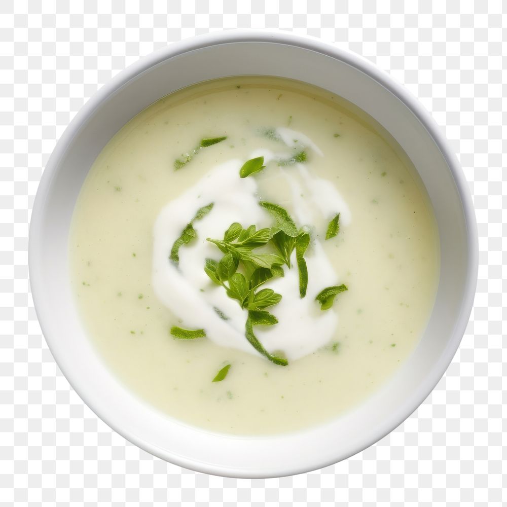 PNG Vichyssoise herbs food bowl. 