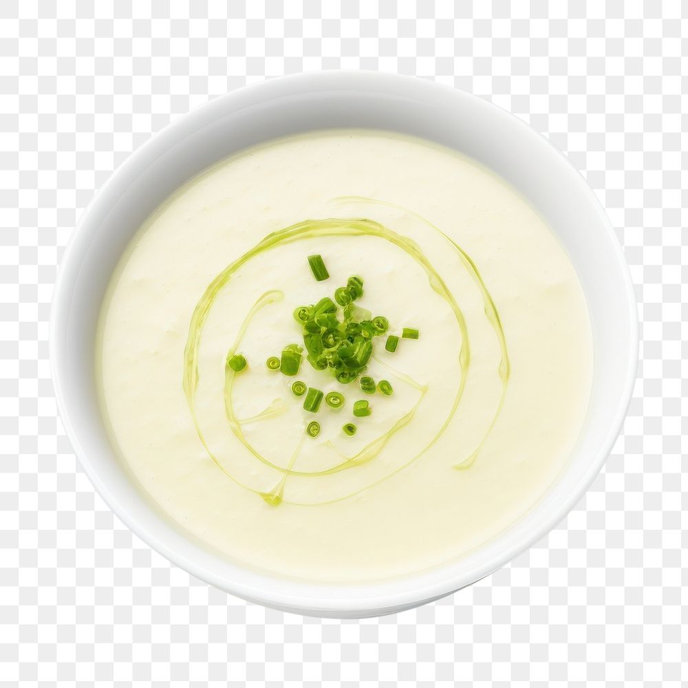 PNG Vichyssoise plate herbs food. AI generated Image by rawpixel.